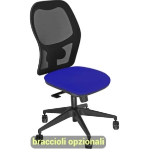 Sedia operativa girevole Unisit Hubble HUHU schienale in rete nero - rivestimento ignifugo blu - HUHU/IB
