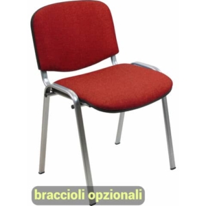 Sedia visitatore 4 gambe Unisit Dado D5G acciaio grigio - rivestimento ignifugo rosso - Conf. 2 pezzi - D5G/2/IR