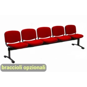 Panca 5 posti attesa Unisit Dado D55P - rivestimento ignifugo rosso D55P/IR