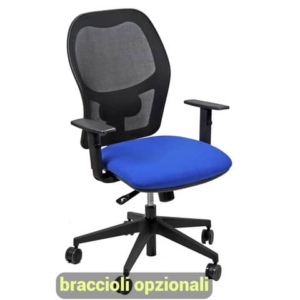 Sedia operativa girevole Unisit Hubble HUHU schienale in rete nero - rivestimento Fili di luce blu -HUHU/F11