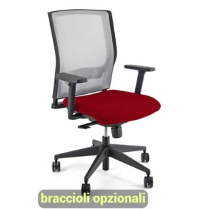 Sedia operativa girevole Unisit X Ray X2 schienale in rete grigio - rivestimento ignifugo rosso - X2/IR