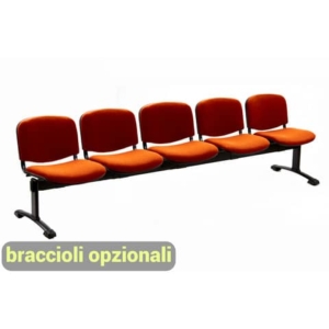 Panca 5 posti attesa Unisit Dado D55P - rivestimento Eco arancione D55P/EA