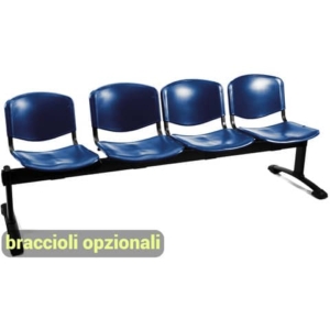 Panca 4 posti attesa Unisit Dado D54P - rivestimento ignifugo blu D54P/IB