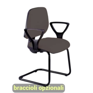 Sedia operativa visitatore Unisit Leda LDS Eco smart su slitta - rivestimento ignifugo - grigio scuro - LDS/IT