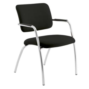 Sedia visitatore a 4 gambe Unisit Lithium LT4G struttura cromata - rivest. pelle nero - LT4G/PN