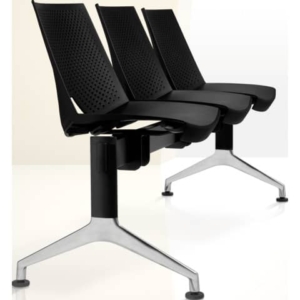 Panca 3 posti attesa Unisit Strike SK3PT con tavolino - schienale fisso - PPL nero - SK3PT/NE