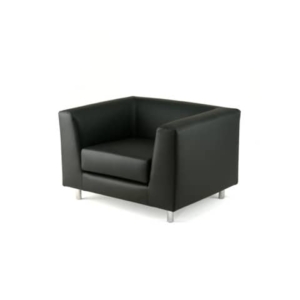 Divano attesa a 1 posto Unisit Quad QD1 schienale fisso - rivestimento in vera pelle nero - QD1/PN