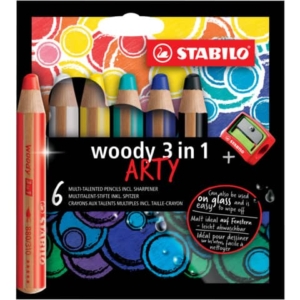 Matite colorate Stabilo Woody 3 in 1 punta larga conf. 6 pz Arty line colori assortiti - 880/6-1-20