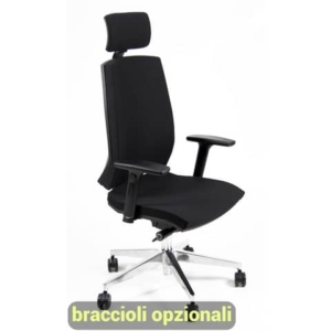 Sedia operativa girevole Unisit Larissa LR1SB con poggiatesta - rivestimento pelle nero - LR1SB/PN