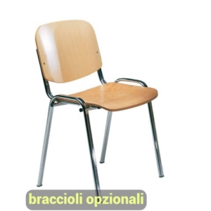 Sedia visitatore a 4 gambe Unisit Dado D5L in legno - struttura in acciaio conf. 2 pezzi - D5CL/2