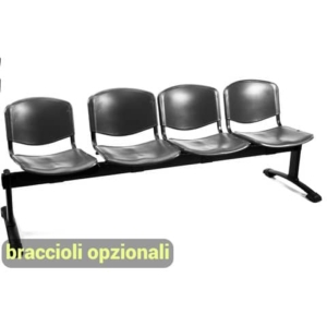 Panca 4 posti attesa Unisit Dado D5P4P - PPL nero D5P4P/NE