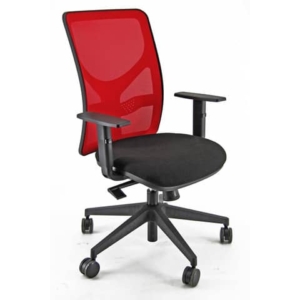 Sedia operativa girevole Unisit Pentagon Y10 PENA schienale in rete rosso - riv. Eco nero + braccioli - PENA/BRF/EN/R