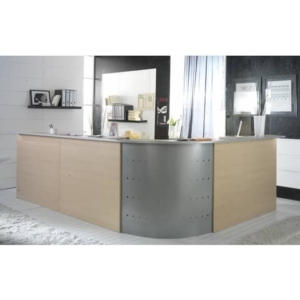 Scrivania Reception Frensy EMOTION fianchi a pannello 140x80x72 cm rovere con sopralzo 140x115 cm - UEMSRSA14