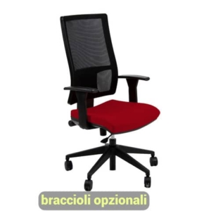 Sedia operativa girevole Unisit Nereide NDA schienale in rete - rivestimento Eco rosso - NDA/ER