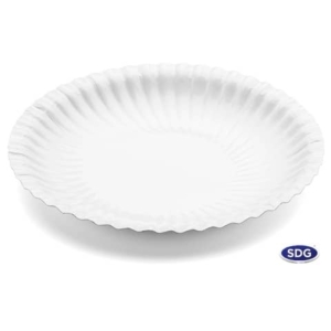 Piatto piano Ø 18 cm in cartoncino riciclato patinato Scatolificio del Garda Bianco - Conf. 50 pezzi 201-00