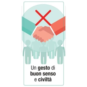 Adesivo segnaletico ''Un gesto di buon senso e civiltà'' (logo vietata stretta di mano) 15x30 cm multicolore - 30027