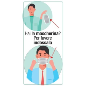 Adesivo segnaletico ''Hai la mascherina? Per favore indossala'' 15x30 cm multicolore - 30032