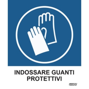 Adesivo segnaletico Markin ''Indossare guanti protettivi'' in LWM - 12,5x15,2 cm Conf. 2 pezzi - X110COV-2