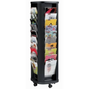 Portariviste rotante Paperflow 40 scomparti trasparenti per A4 - 44x44x148,5 cm metallo nero - K502731