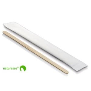 Palette da caffè in legno monouso 114 mm Scatolificio del Garda - imbustate con box dispenser - Conf. 1000 pezzi - 11406