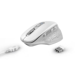 Mouse ergonomico ricaricabile wireless Trust OZAA ricevitore USB A 2.0 - portata 10 m - bianco - 24035