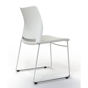 Sedia interlocutore su slitta Unisit Alpha APS in acciaio cromato - scocche bianche - Conf. 2 pezzi - APS/2/BI