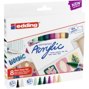 Marcatori acrilici Start Easy Set - punte tonde assortite Edding assortiti 8 colori - E-SES8N
