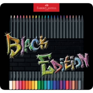 Matite colorate Faber-Castell Black Edition - colori assortiti - astuccio in metallo - conf. 24 pezzi - 116425