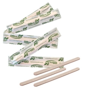 Palette da caffè Dopla Green in legno avana 105 mm - imbustate singolarmente - conf. 50 pezzi - 05049