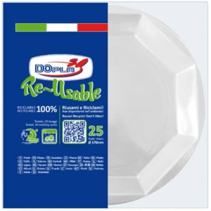 Piatti in polistirene Dopla Re-Usable Ø 170 mm - Frutta - conf. 25 pezzi - 12512