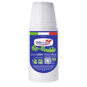 Bicchiere bianco in polistirene Dopla 230 ml - conf. da 30 pezzi - 22611