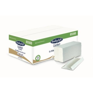 Conf. da 20 fascette composte da 153 fogli di asciugamani ripiegati a C 23x31 cm Bulkysoft Comfort bianco - 85560.E10