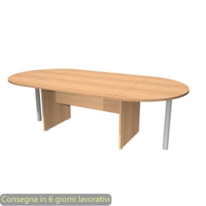 Tavolo riunione ovale faggio 220x110xH.72 cm gamba a pannello in melaminico linea Presto - TR-220/6
