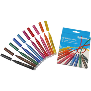 Pennarello con punta in fibra con glitter Donau in conf. da 10 colori assortiti - 322234