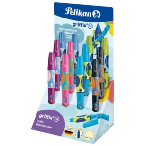 Espositore 12 penne stilografiche Pelikan Griffix con impugnatura a pinza - fusto colori assortiti - 605373