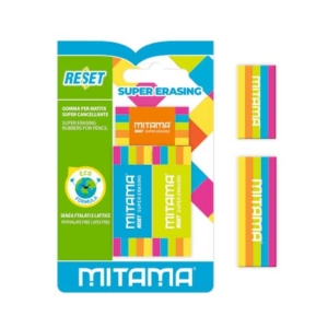 Gomma per matita alta qualità Mitama Eco-Material Arcobaleno - colori assortiti - blister 2+1 pezzi - 62872