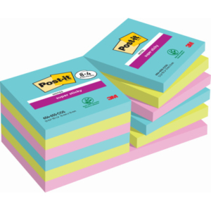 Foglietti riposizionabili Post-it® Super Sticky Cosmic 76x76 mm 90 ff/blocchetto PROMO PACK 8+4 blocchetti gratis