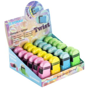 Espositore 24 gomme-temperamatite a 1 foro 2-in-1 Donau in colori assortiti - 330371924