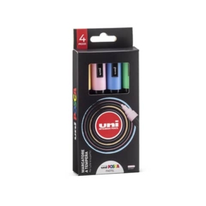 Marcatore a tempera con inchiostro pigmentato Uni Posca punta tonda 2,5 mm assortiti pastello - cf. 4 pz M PC5MP 4P
