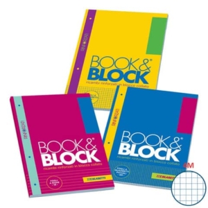 Blocco 40 ff A4 collato lato lungo - forati e rinforzati - 80 gr/mq Blasetti Blocco Book & Block quadretto 4M - 5721