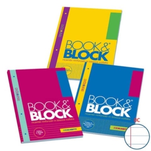 Blocco 40 ff A4 collato lato lungo - forati e rinforzati - 80 gr/mq Blasetti Blocco Book & Block 0C - 7740