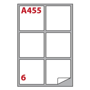 Etichette bianche permanenti Copiatabu A455 laser/inkjet - 6 et./foglio - conf. 100 fogli Markin 99,1x93,1 mm - X210A455