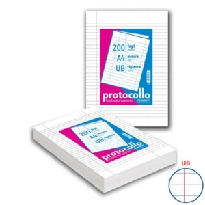 Fogli protocollo Blasetti A4 60 g/m² - rigatura uso bollo - risma da 200 fogli - 1283