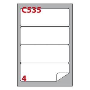 Etichette bianche Copiatabu C535 laser/inkjet - angoli arrotondati - 4 et./foglio - cf. 100 ff Markin 190x61 mm