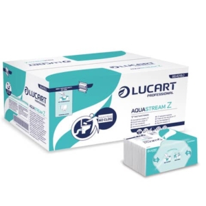 Asciugamano 2 veli Aquastream piegato a ''Z'' - conf. 15 pacchetti Lucart Professional 242 foglietti - 864018U