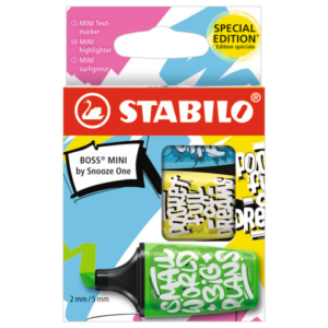 Astuccio 3 evidenziatori Stabilo Boss Mini by Snooze One - colori assortiti verde, blu e giallo - 07/03-61