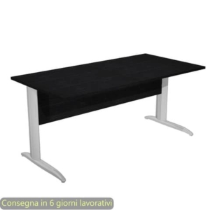 Scrivania piano nero venato frassino 160x80xH.72 cm gamba a L in metallo effetto cromato Presto - 003K2/8/AR