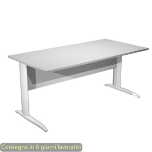 Scrivania piano grigio 160x80xH.72 cm gamba a L in metallo bianco opaco linea Presto Artexport - 003K2/9/AN