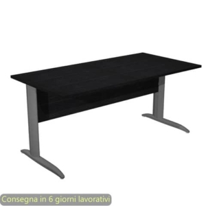 Scrivania piano nero venato frassino 160x80xH.72 cm gamba a L in metallo antracite opaco Presto - 003K2/8/AF