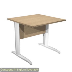 Scrivania piano rovere 80x80xH.72 cm gamba a L in metallo bianco opaco linea Presto Artexport - 001K2/C/AN
